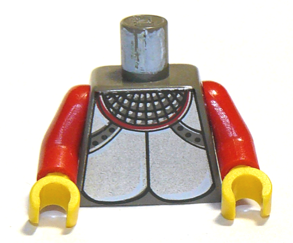 Torso Castle Knights Kingdom Plate Armor Silver Pattern / Red Arms / Yellow Hands