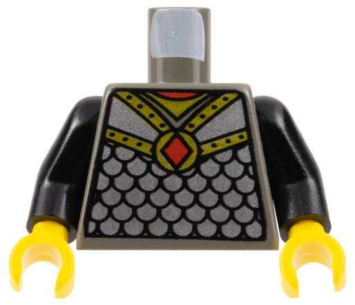 Torso Castle Knights Kingdom Scale Mail with Red Diamond Amulet Pattern / Black Arms / Yellow Hands