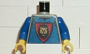 Torso Castle Knights Kingdom Vest, Shield and Lion Head Pattern / Blue Arms / Yellow Hands