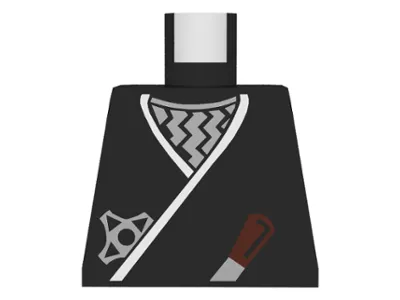 Torso Castle Ninja Wrap, Brown Dagger, Silver Star, Silver Zigzags Pattern