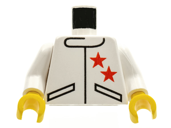 Torso Racing Jacket with 2 Red Stars Pattern / White Arms / Yellow Hands