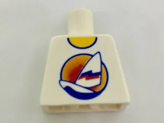 Torso Shirt with Long Surfboard with Sail on Blue Water in Circle Sunset Logo, Yellow Neck Pattern, Inside with Ribs (Reissue)