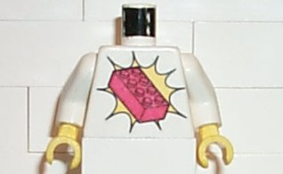 Torso Train Red 2 x 4 Brick Pattern / White Arms / Yellow Hands