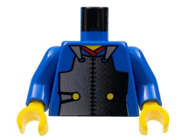 Torso Castle Ninja Armor Plate, Red Collar Pattern (Samurai) / Blue Arms / Yellow Hands