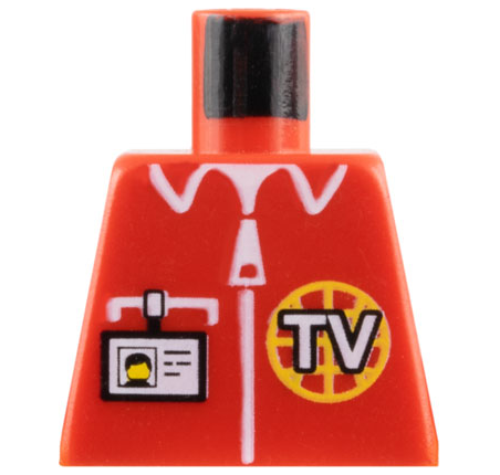 Torso Shirt with White Zipper, Pocket, Collar, and 'TV' Logo, ID Badge Pattern