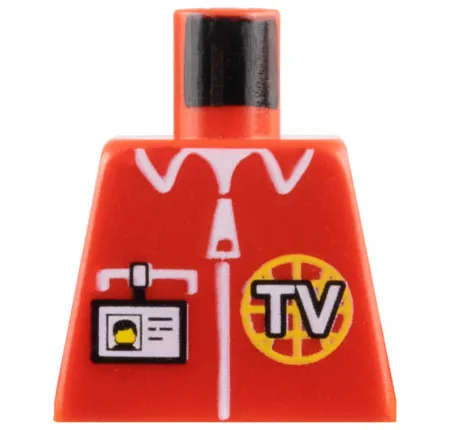Torso Shirt with White Zipper, Pocket, Collar, and 'TV' Logo, ID Badge Pattern