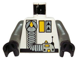 Torso Space Exploriens Logo, Yellow Accents, Silver Hose Pattern / Dark Gray Arms / Black Hands