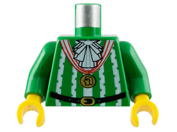 Torso Pirate Imperial Armada Ruffles, White Stripes Gold Medal Pattern / Green Arms / Yellow Hands