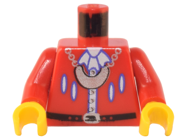 Torso Pirate Imperial Armada Black Belt, Silver Buttons, Necklace Pattern / Red Arms / Yellow Hands