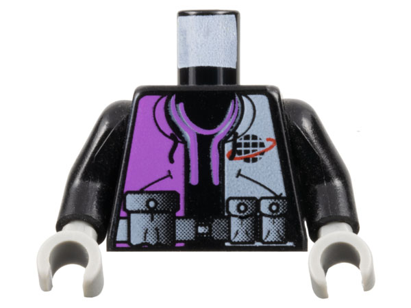 Torso Alpha Team Logo, Purple and White Shirt, Utility Belt with Pouches Pattern / Black Arms / Light Gray Hands