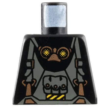 Torso Rock Raiders Dark Gray Overalls with Pouch and Copper Buckles, Goggles, Danger Stripes Patch Pattern