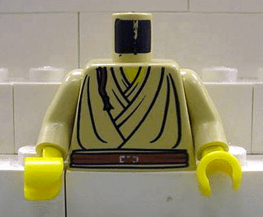 Torso SW Layered Shirt, Brown Belt and Padawan Braid Pattern (Obi-Wan) / Tan Arms / Yellow Hands