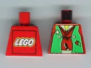 Torso Castle Ninja Vest Green Tattered Pattern (Robber) - LEGO Logo on Back