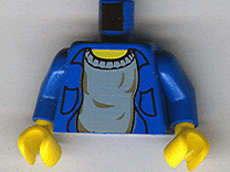 Torso Shirt Open with Collar and Pockets over Light Gray Sweater, Yellow Neck Pattern / Blue Arms / Yellow Hands