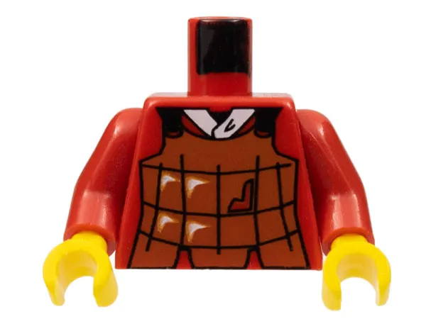 Torso Castle Ninja Armor Brown Leather Pattern (Robber) / Red Arms / Yellow Hands