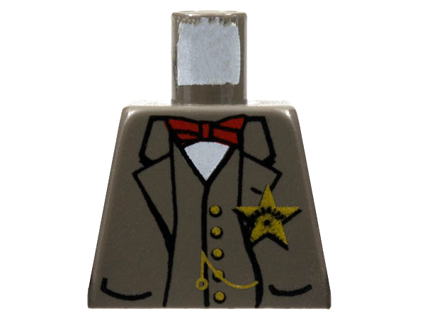 Torso Western Sheriff Star Badge, Vest, Red Bow Tie and Watch Fob Pattern (Sheriff)
