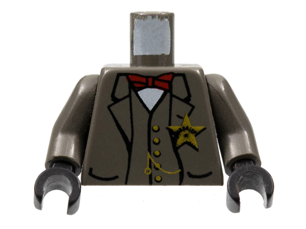 Torso Western Sheriff Star Badge, Vest, Red Bow Tie and Watch Fob Pattern (Sheriff) / Dark Gray Arms / Black Hands