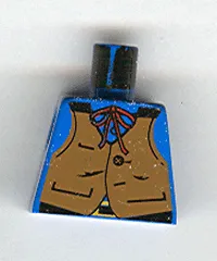 Torso Western Cowboy Brown Vest, Buckle, String Bow Tie Pattern