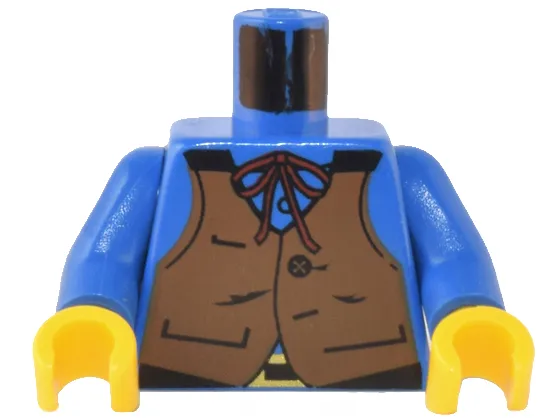 Torso Western Cowboy Brown Vest, Buckle, String Bow Tie Pattern / Blue Arms / Yellow Hands