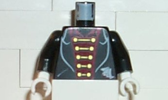 Torso Studios Black Suit, Red Shirt, Gold Clasps Pattern (Vampire) / Black Arms / White Hands