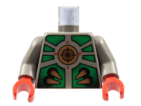 Torso Aquazone Stingray with Copper Spikes and Circle with Target, Green Armor Pattern / Dark Gray Arms / Red Hands