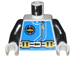 Torso Aquazone Aquanaut Sub Logo, Zipper, and Weight Belt Pattern / Black Arms / White Hands