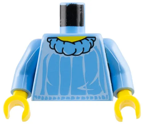 Torso Blouse with Puffy Collar and White Creases, Yellow Neck Pattern / Medium Blue Arms / Yellow Hands