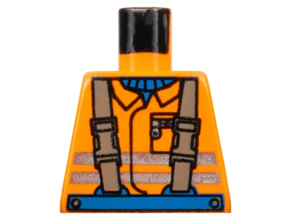 Torso Town Construction Brown Suspenders, Shirt, Safety Stripes Pattern