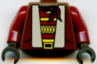 Torso Adventurers Orient Jacket Fur Lining, Striped Shirt, Bandana Pattern / Dark Red Arms / Black Hands