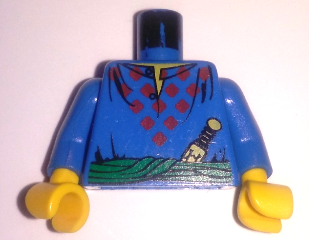 Torso Tunic with Red Diamonds, Green Sash, Yellow Dagger and Neck Pattern / Blue Arms / Yellow Hands