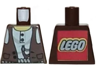 Torso Adventurers Desert Vest over White Shirt, Slingshot Pattern - LEGO Logo on Back