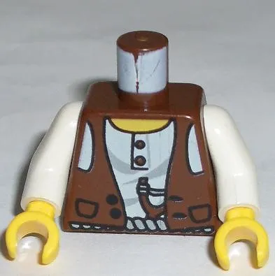 Torso Adventurers Desert Vest over White Shirt, Slingshot Pattern / White Arms / Yellow Hands