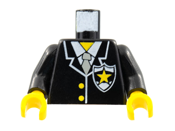 Torso Police Suit with Yellow Star Badge Pattern / Black Arms / Yellow Hands