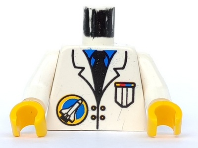 Torso Space Port Logo Lab Coat, Tie and Pocket Pattern / White Arms / Yellow Hands