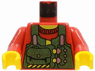 Torso Rock Raiders Green Vest with Pouches Pattern (Bandit) / Red Arms / Yellow Hands