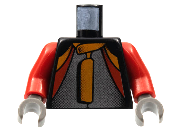 Torso Racers Jacket with Orange, Red, Silver Pattern / Red Arms / Dark Gray Hands