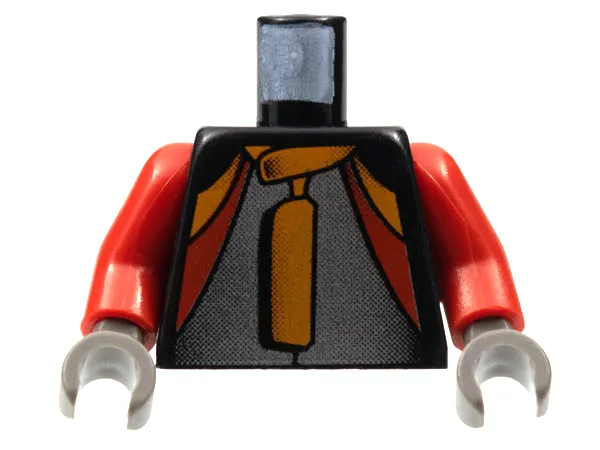Torso Racers Jacket with Orange, Red, Silver Pattern / Red Arms / Dark Gray Hands