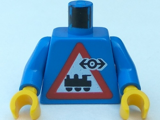 Torso Train Logo Small Black on Locomotive Triangle Sign Pattern / Blue Arms / Yellow Hands