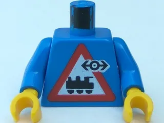Torso Train Logo Small Black on Locomotive Triangle Sign Pattern / Blue Arms / Yellow Hands