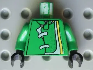 Torso Racers Jacket with Straps, White & Yellow Stripes Pattern / Green Arms / Black Hands