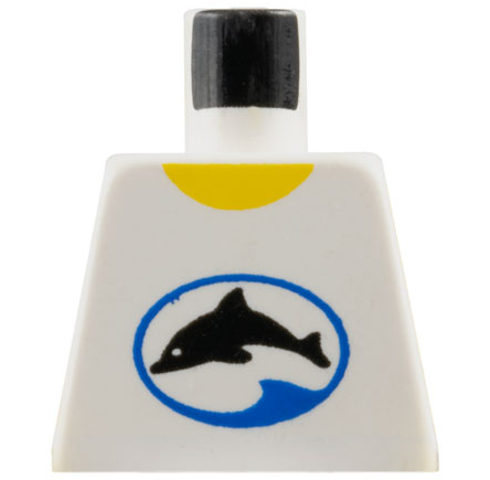 Torso Tank Top Shirt with Black Dolphin in Blue Oval Divers Logo, Yellow Neck Pattern