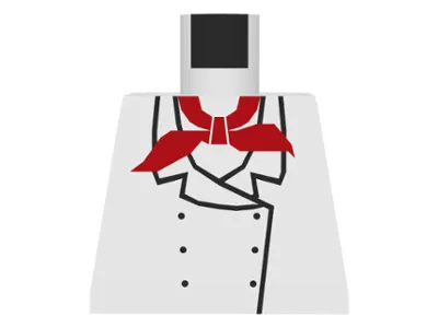 Torso Chef with 6 Buttons, Short Red Neckerchief Scarf Pattern