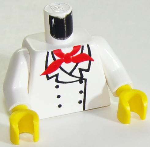 Torso Chef with 6 Buttons, Short Red Neckerchief Pattern / White Arms / Yellow Hands