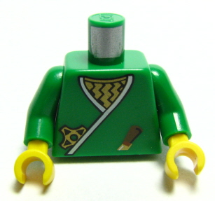Torso Castle Ninja Wrap, Dagger, Gold Star, Gold Zigzags Pattern / Green Arms / Yellow Hands