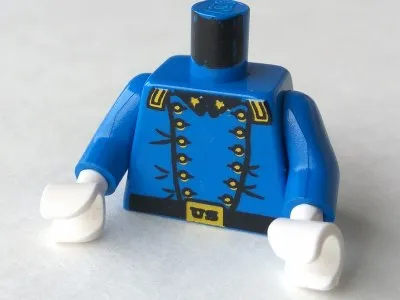 Torso Western Cavalry Uniform, 12 Buttons, 2 Gold Stars on Collar Pattern / Blue Arms / White Hands
