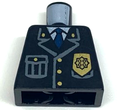 Torso Police Jacket with Pocket, Gold Badge and Blue Tie Pattern