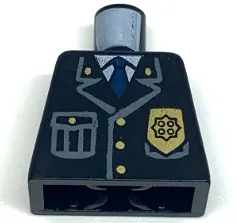 Torso Police Jacket with Pocket, Gold Badge and Blue Tie Pattern