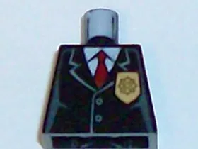 Torso Police Jacket with Gold Badge and Red Tie Pattern
