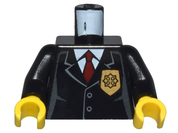 Torso Police Jacket with Gold Badge and Red Tie Pattern / Black Arms / Yellow Hands