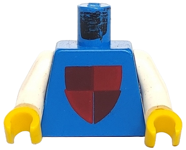Torso Castle Classic Shield with Dark Red and Red Quarters Pattern / White Arms / Yellow Hands